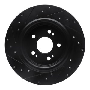 Honda Odyssey Brake Rotor (1) - Rear Right - R1 Concepts - Drilled & Slotted - Black - `18-`25